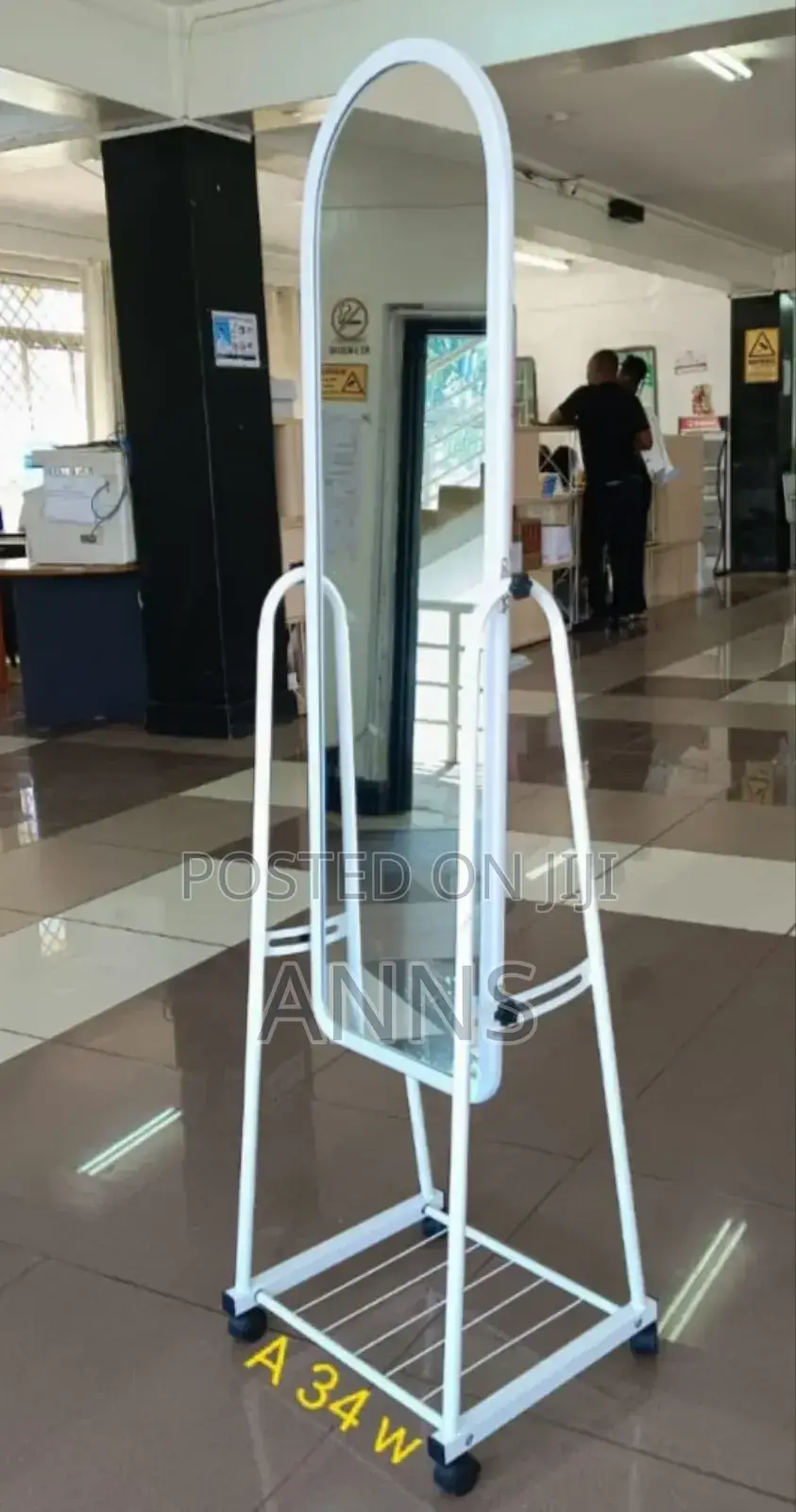 White Dressing Mirror With Wheels