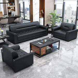 Sofas: Modern Leather Upholstered 5-Seater Office Sofa