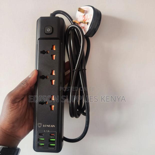Black Extension Cable 3 Way With 4 Usb Ports 2 Usb C To C