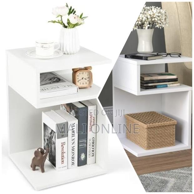 S-Shaped Sofa Side Table With 2 Open Compartments - thumbnail 3