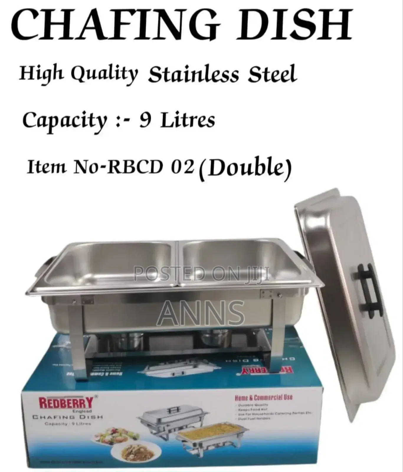 Redberry Double Partition 9L Chaffing Dish