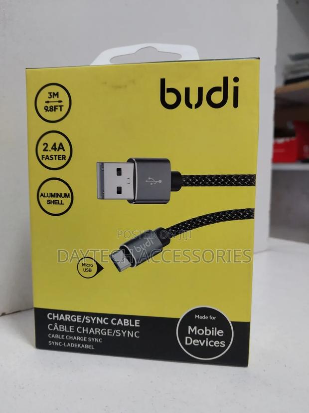 3m Budi Charge Sync Cable Aluminum Shell Micro Cable - Black