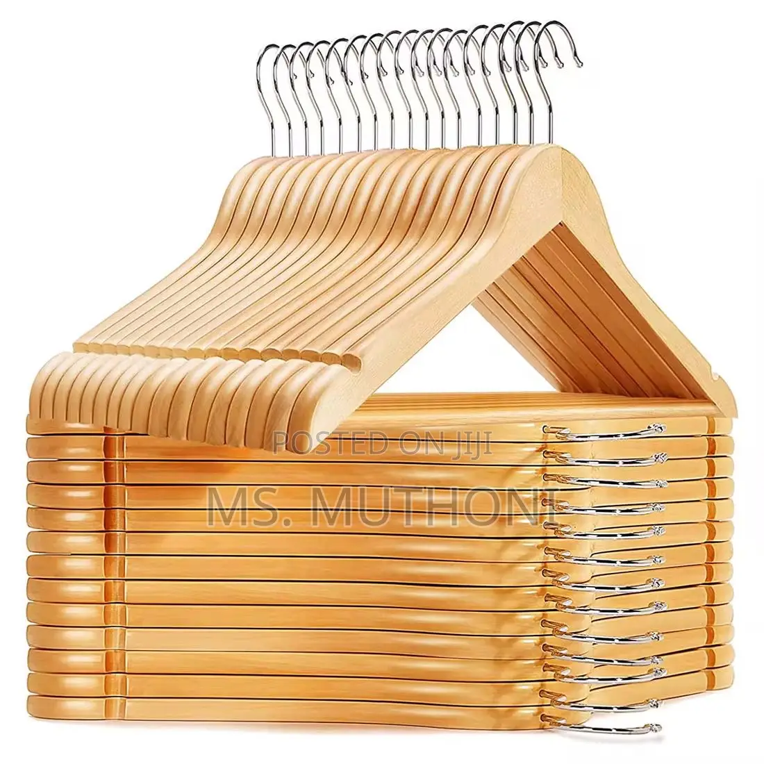 Wooden (10 Pack)Glossy Finish Non Slip Wooden Hangers*