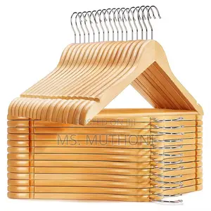 Wooden (10 Pack)Glossy Finish Non Slip Wooden Hangers*