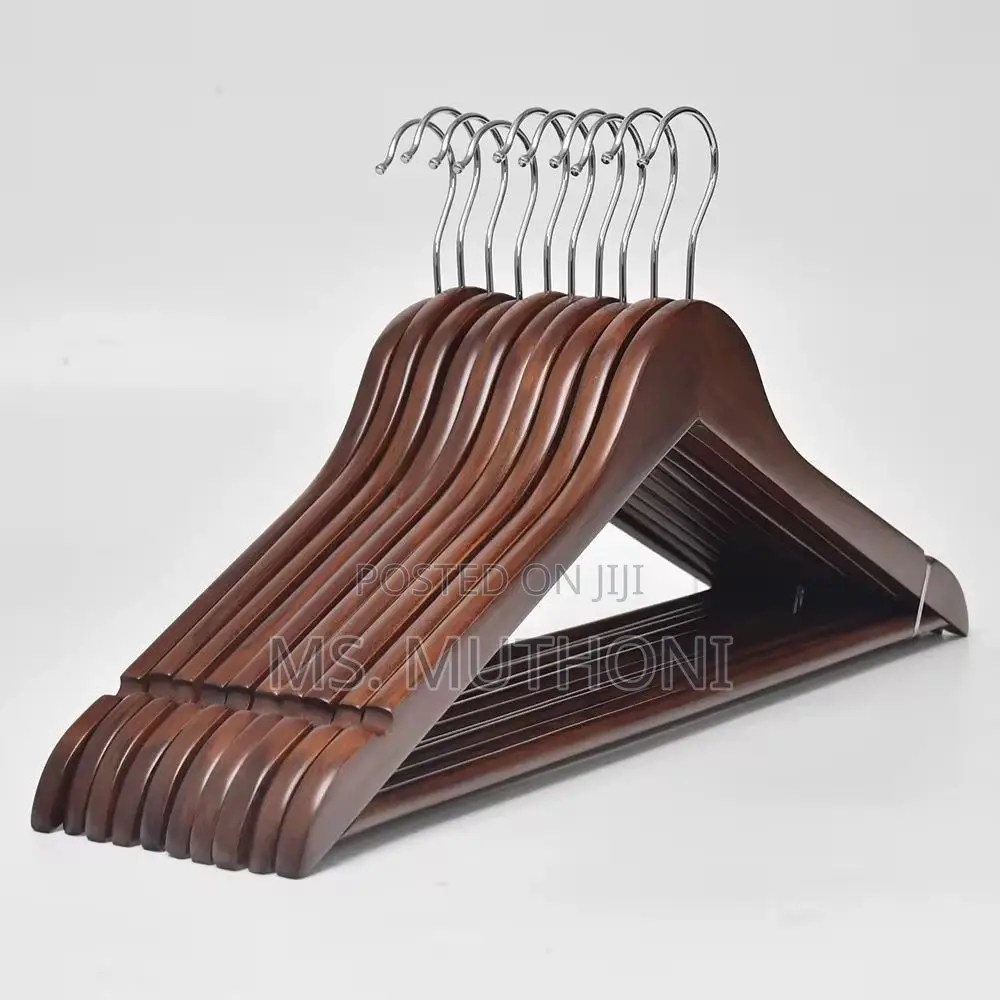 Wooden (10 Pack)Glossy Finish Non Slip Wooden Hangers*