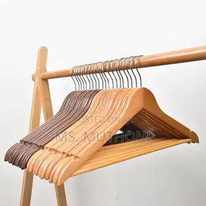 Wooden (10 Pack)Glossy Finish Non Slip Wooden Hangers*