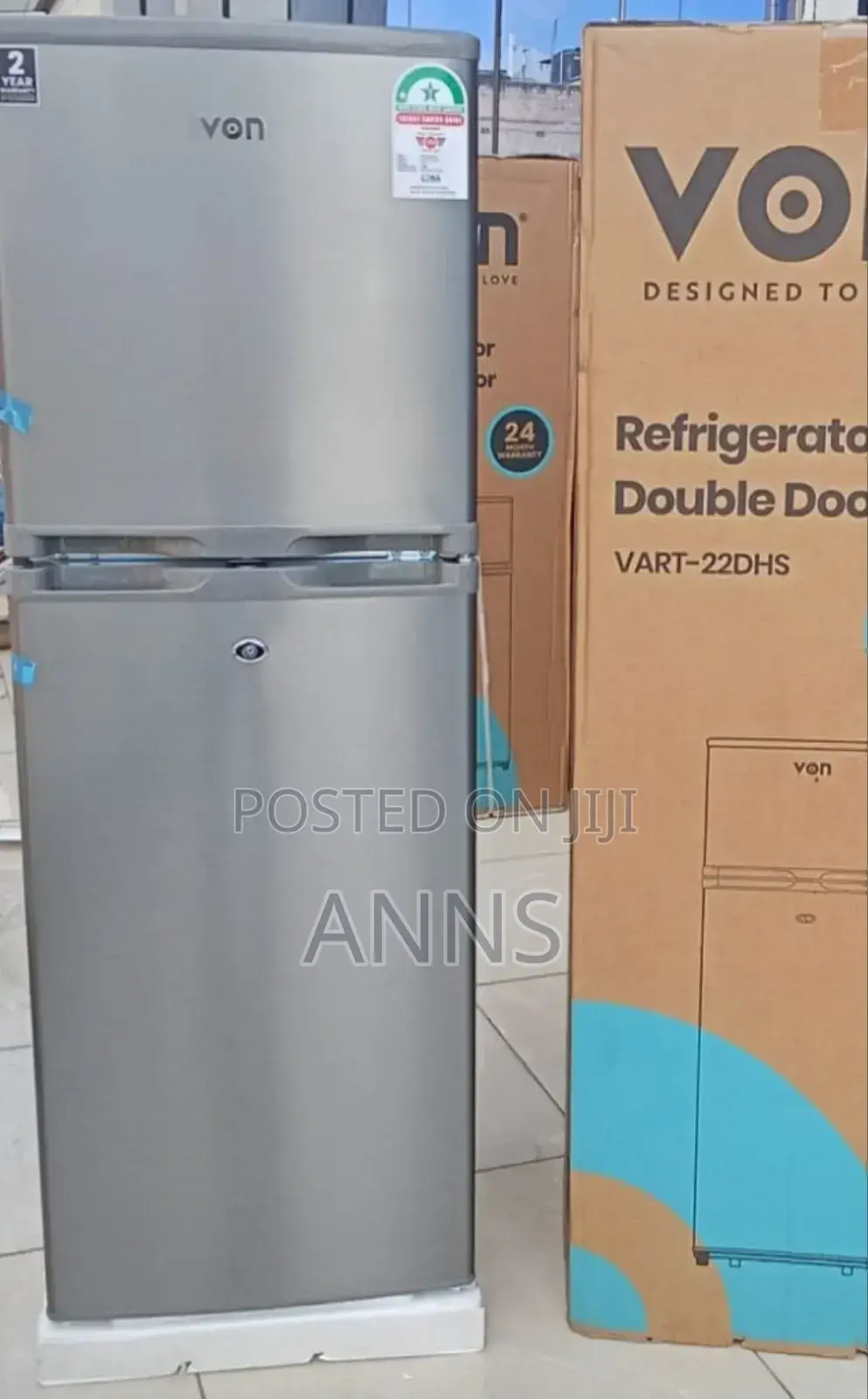 Von 138l ~Silver Double Door Refrigerator