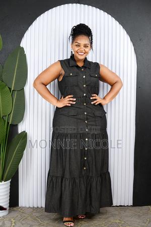 Black Maxi Denim Dress - thumbnail 2