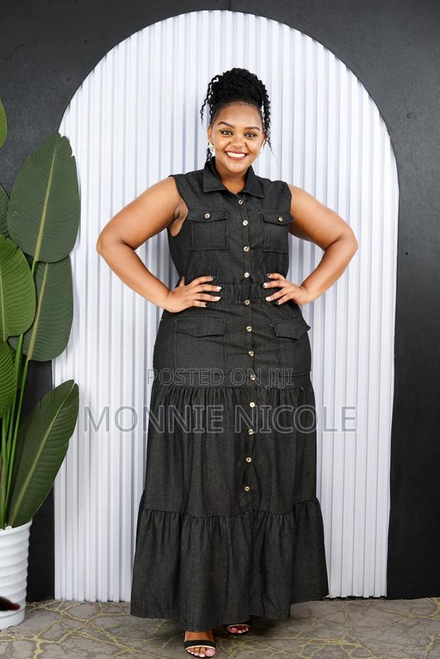 Black Maxi Denim Dress - main view