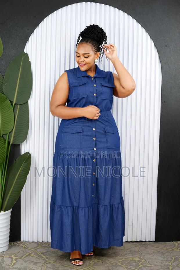 Blue Denim Maxi Dress - main view