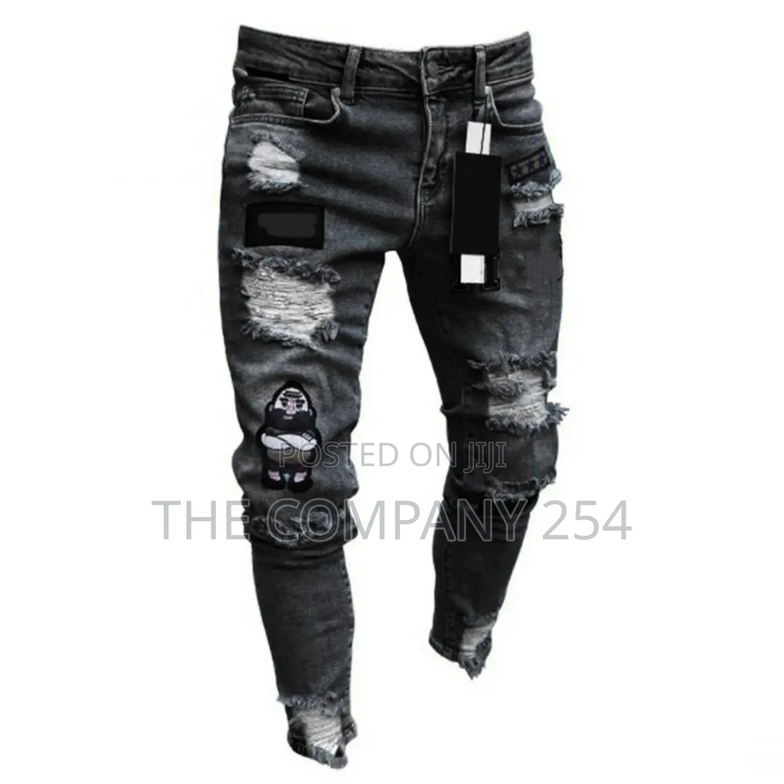 Chicken Distressed Denim Patches Skinny Biker Jeans Slim