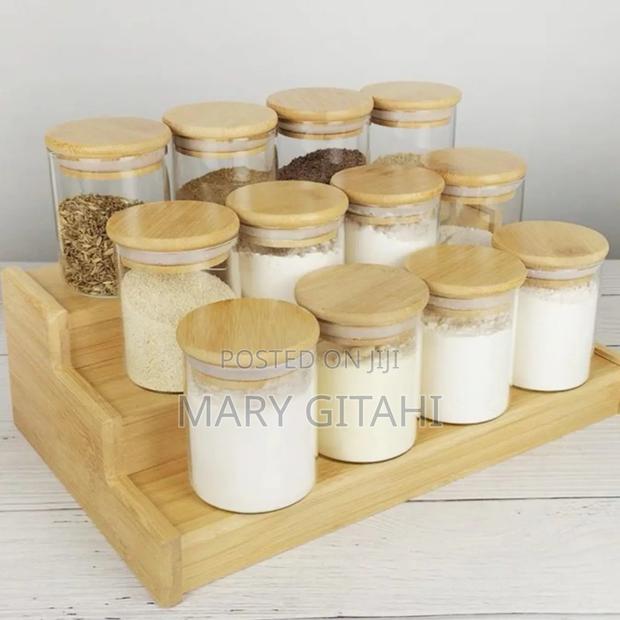Standplus12pcs Glass Spice Jars With Bamboo Lid " - thumbnail 2