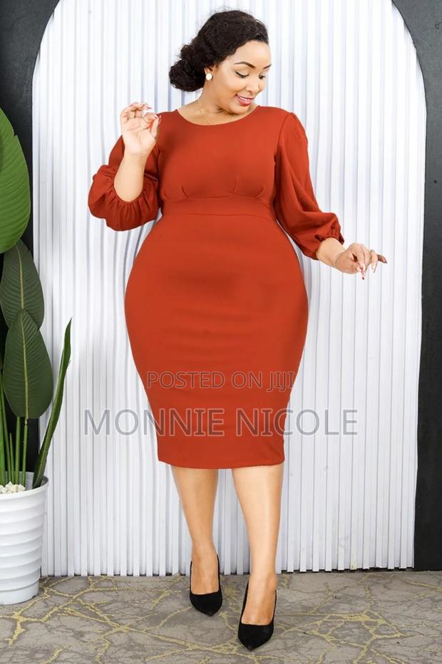Modest Burnt Orange Office Dress - main view
