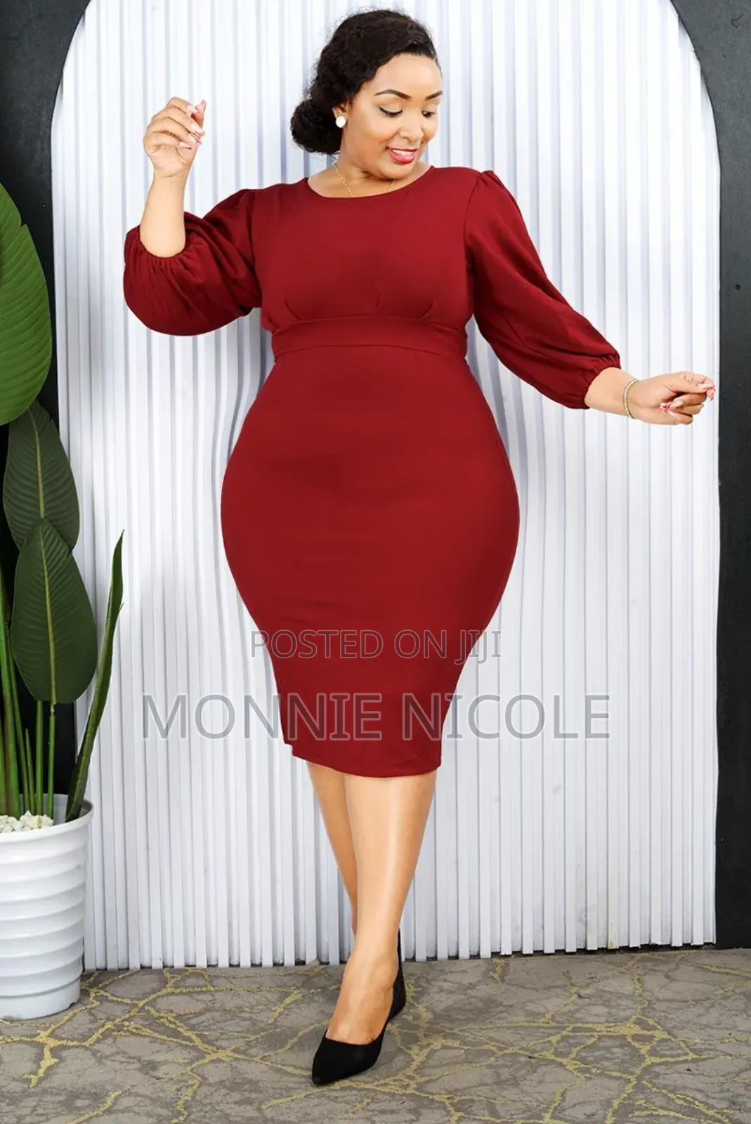 Modest Burnt Orange Office Dress