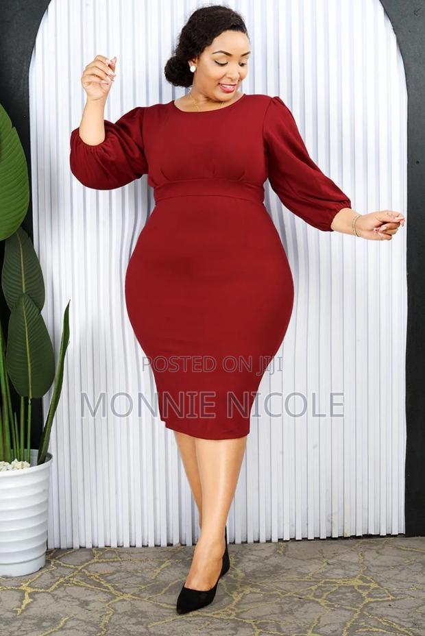 Modest Burnt Orange Office Dress - thumbnail 3