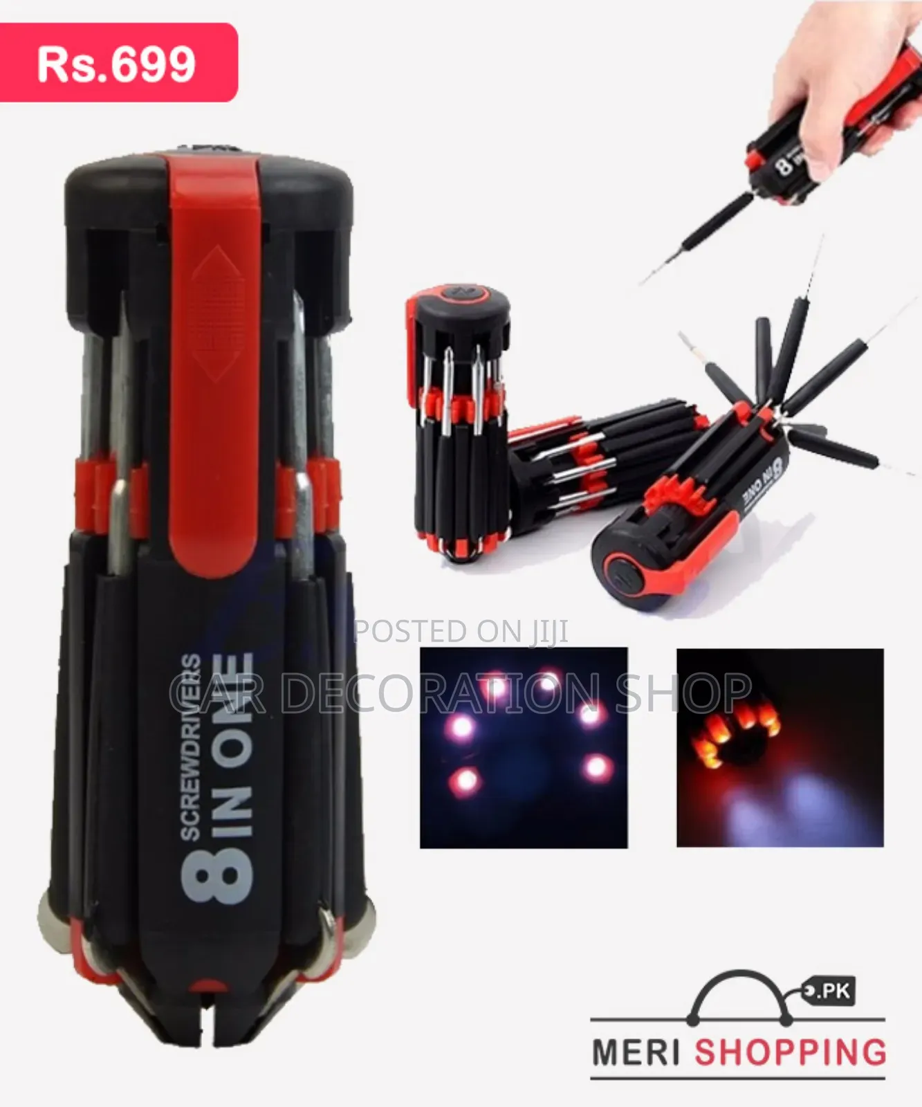8in1 Portable Multi Screwdriver With Torch 4 Home/Mechanic