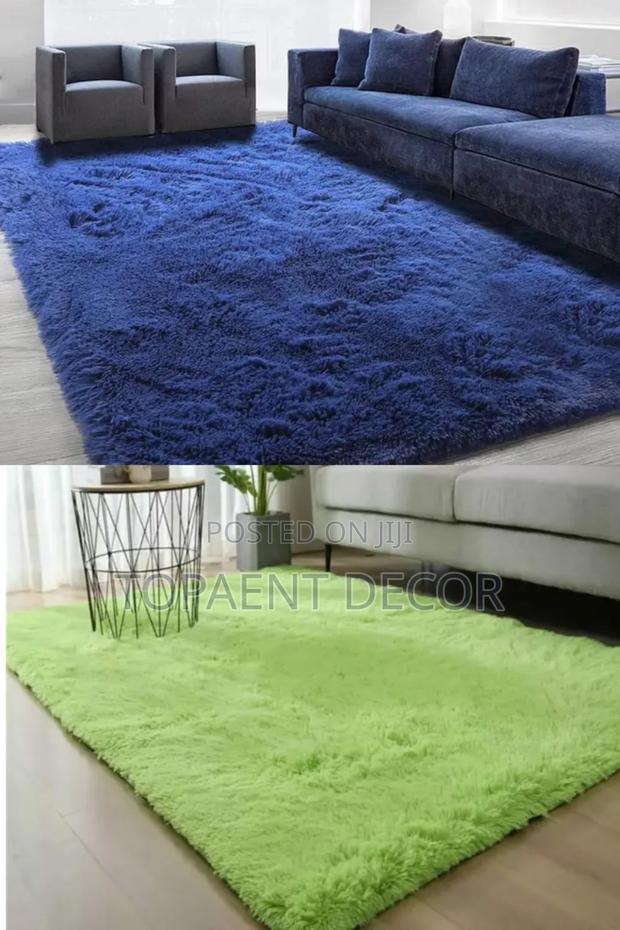 Lemon Green and Blue Fluffy Carpets - main view