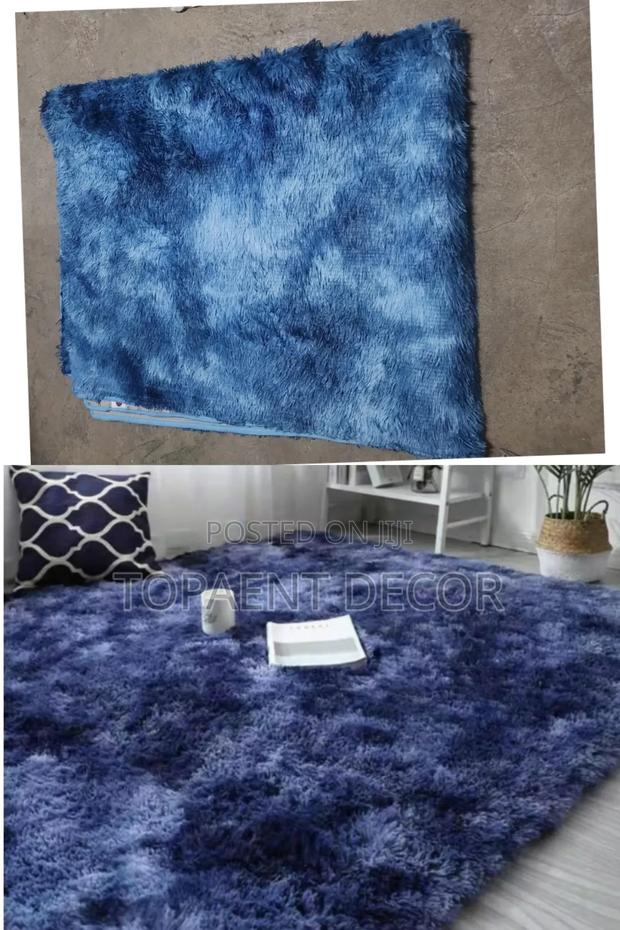 Warm Bluish Fluffy House Carpets - main view