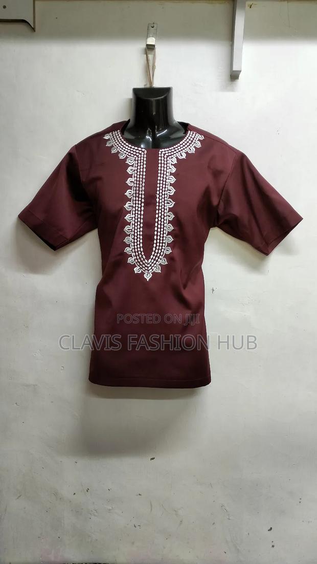 Maroon Shirt With Embroidery Details - main view