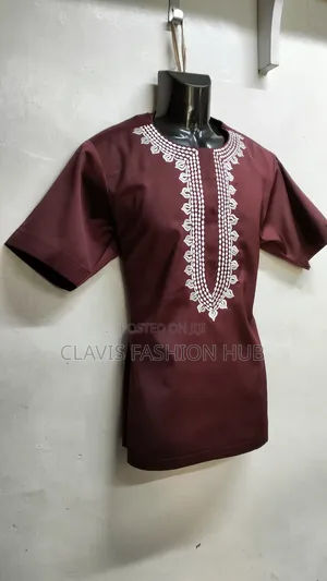 Maroon Shirt With Embroidery Details