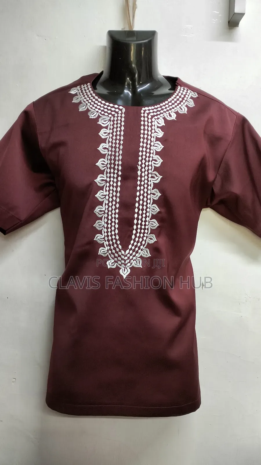 Maroon Shirt With Embroidery Details