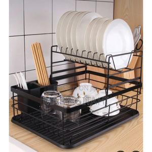 Minimalist Iron Dish Rack With Drain Board - main view