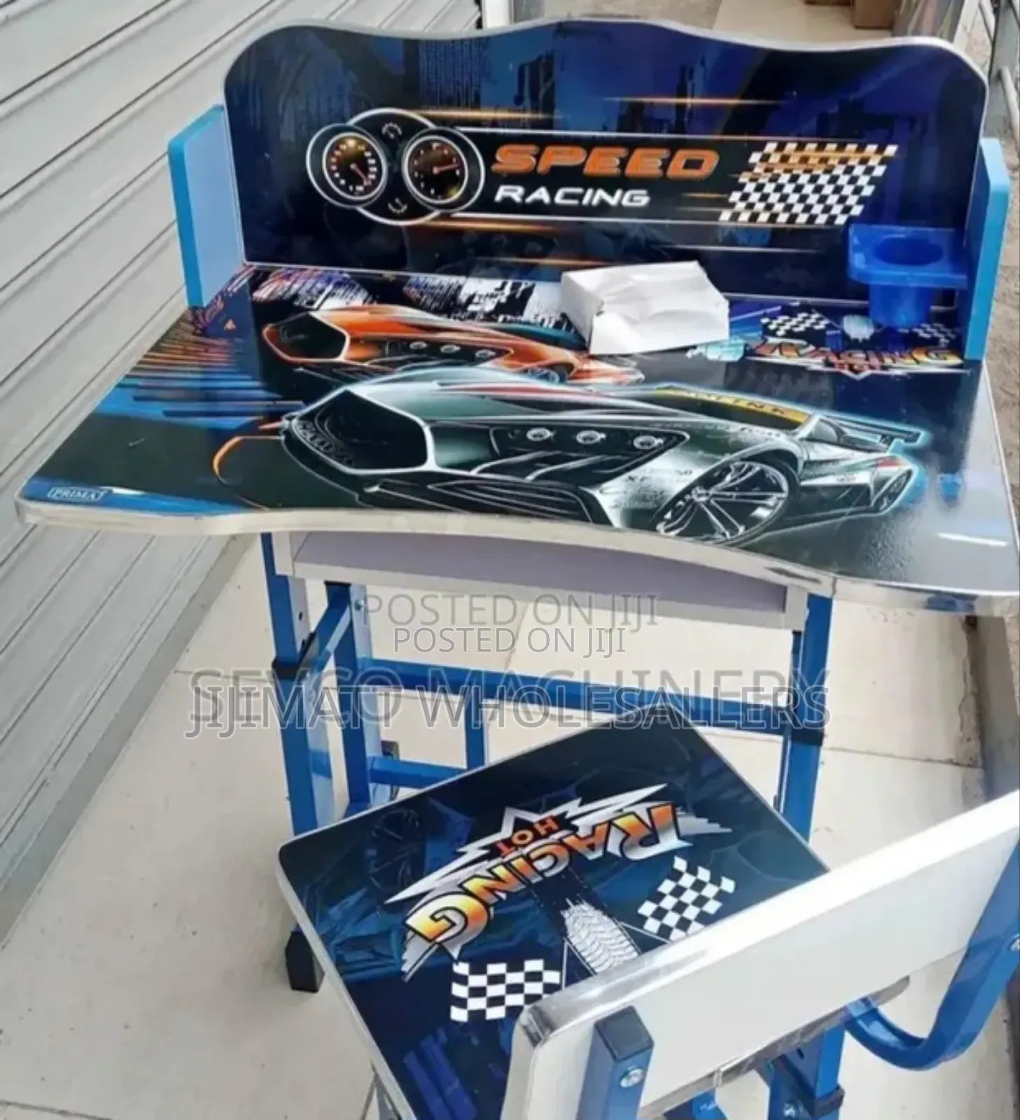 Blue Racing Car Study Desk,Strong and Adjustable Study Table