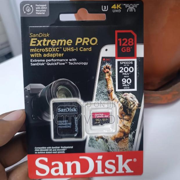 Sandisk Extreme Pro Microsdxc With Adapter 128gb 200 Speed - thumbnail 2