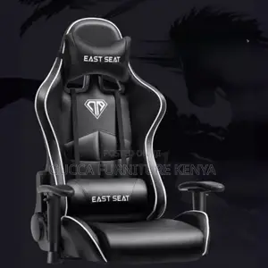Office Chairs: Black Leather Modern Tilt Back Gamer Chair