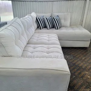 6 Seater L Seat Sofa White