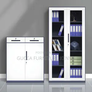 Cabinets: Full Glass Door Storage Steel File Cabinet