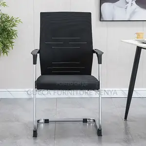 Office Chairs:Chrome Base Midnight Black Mesh Office Chair