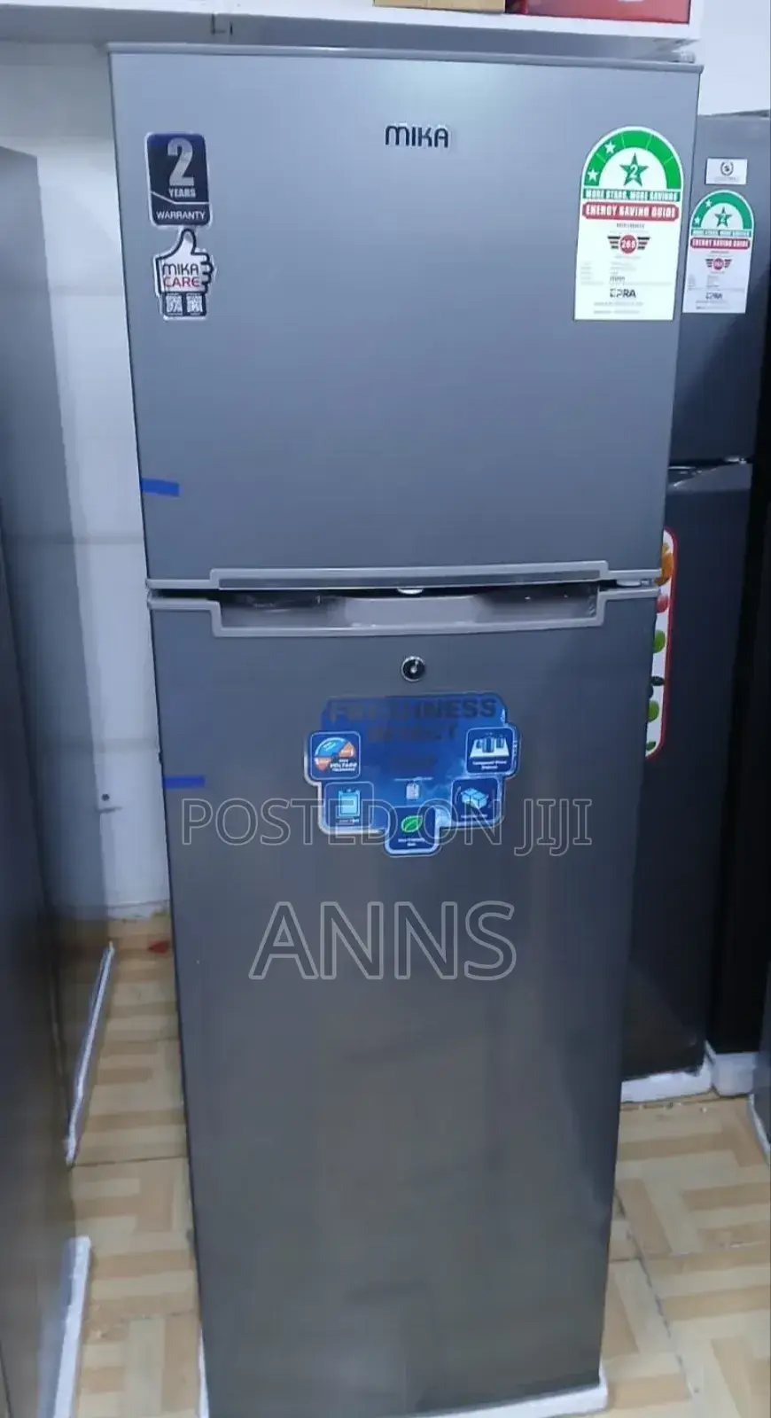 Mika 255L~ Non Frost Double Door Refrigerator-Grey
