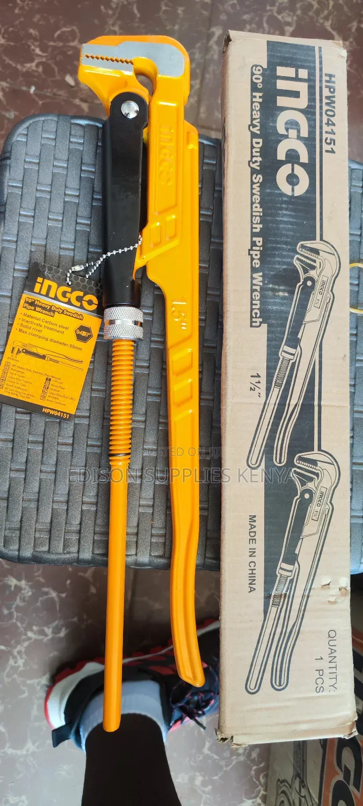 Pipe Wrench Ingco Swedish Pipe Wrench 90° Clamp Diameter55mm