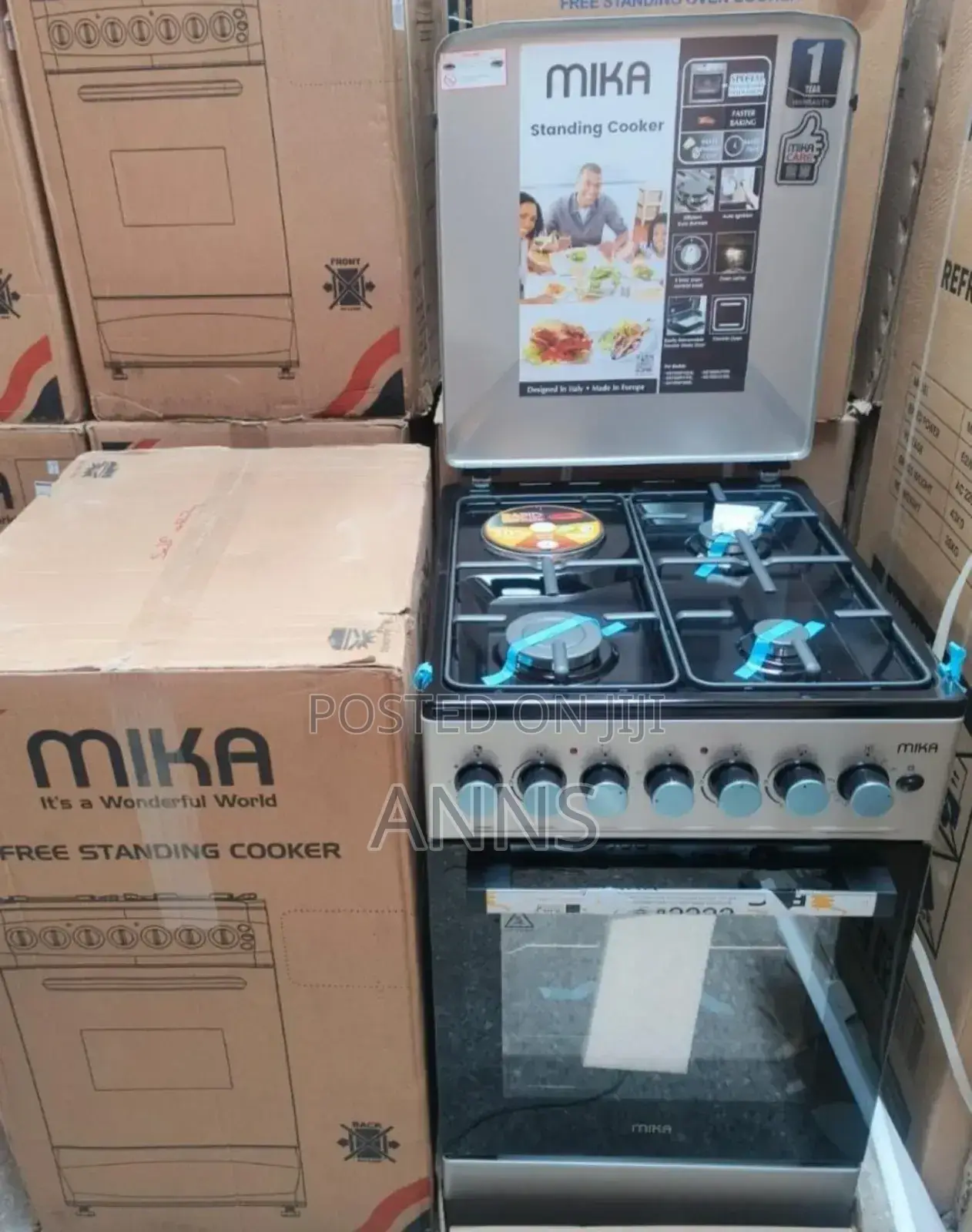 Mika 3gas+ 1 Electric Standing Cooker 50/55- Red Hotplate