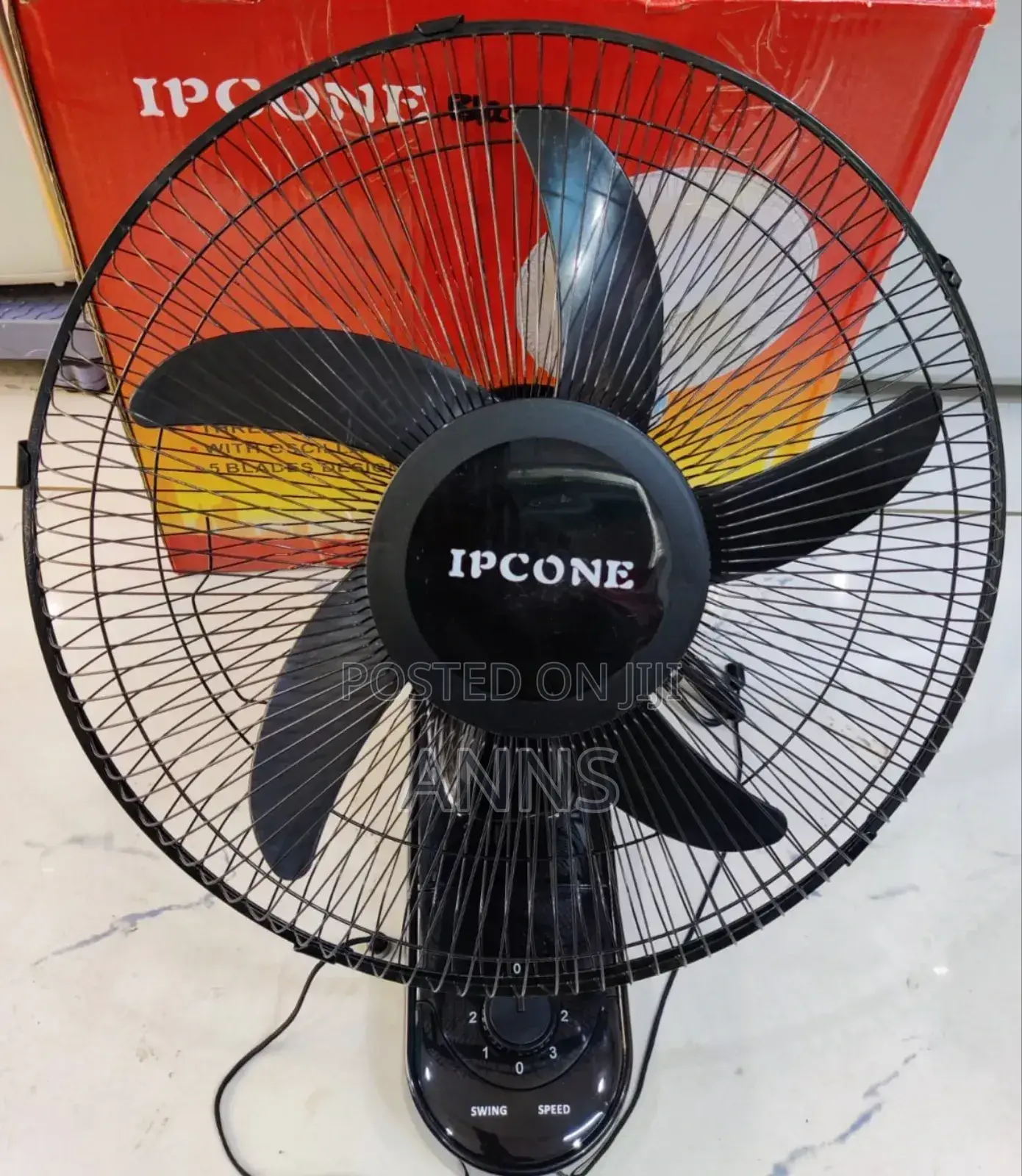Ipcone 16" 5 Blade Wall Fan-Black