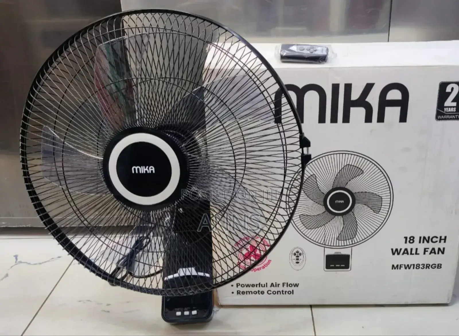 Mika 18" Wall Fan~ Black