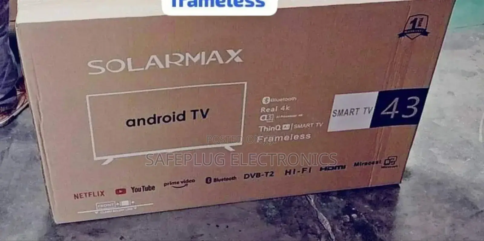Solarmax 43"Inch Frameless Smart Android TV, BLUETOOTH