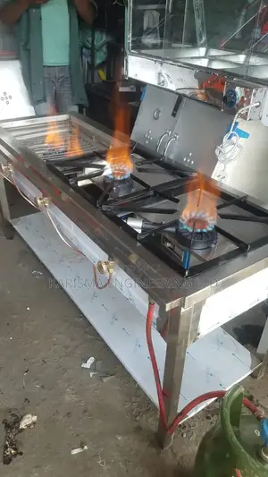 Commercial Stainless Steel Two Burner and Grill