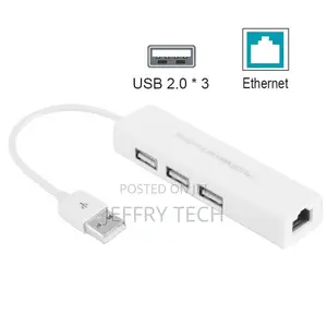USB 2.0 Ethernet Network Adapter + 3 Ports USB HUB(White)
