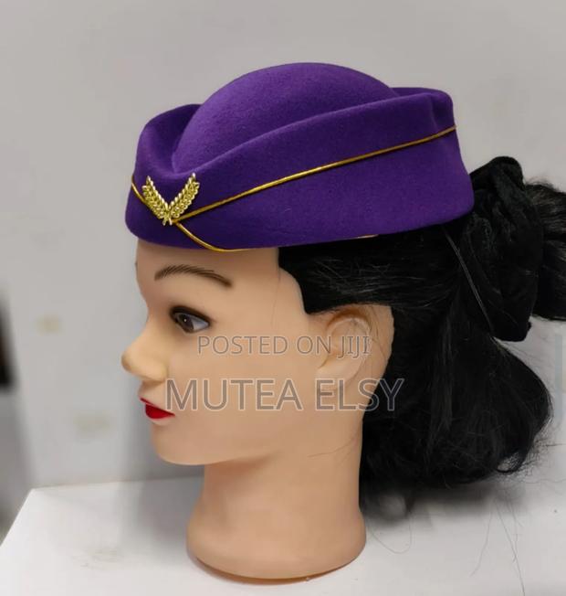 White Royal Purple Hostess Caps - thumbnail 2