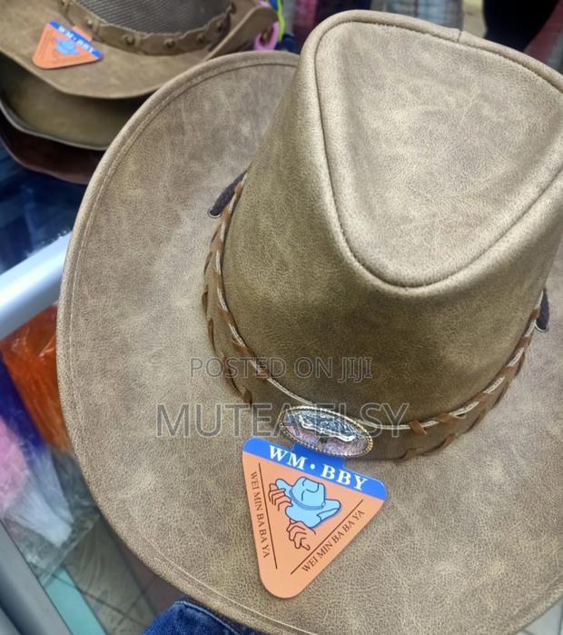 Buffalo Head Khaki Leather Cowboy Hats