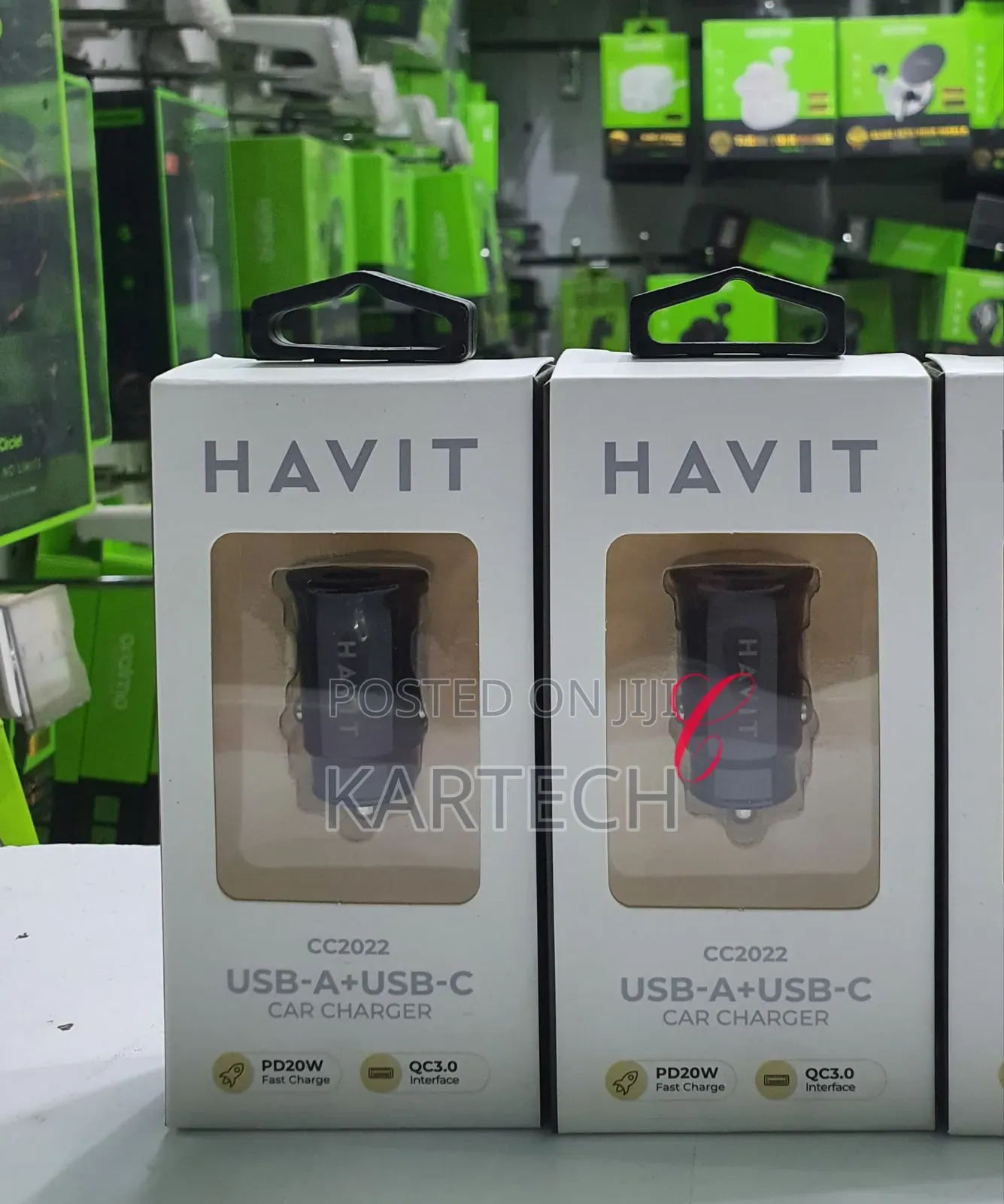 Havit Cc2022 Pd20w Qc3.0 USB a + Type C Car Charger