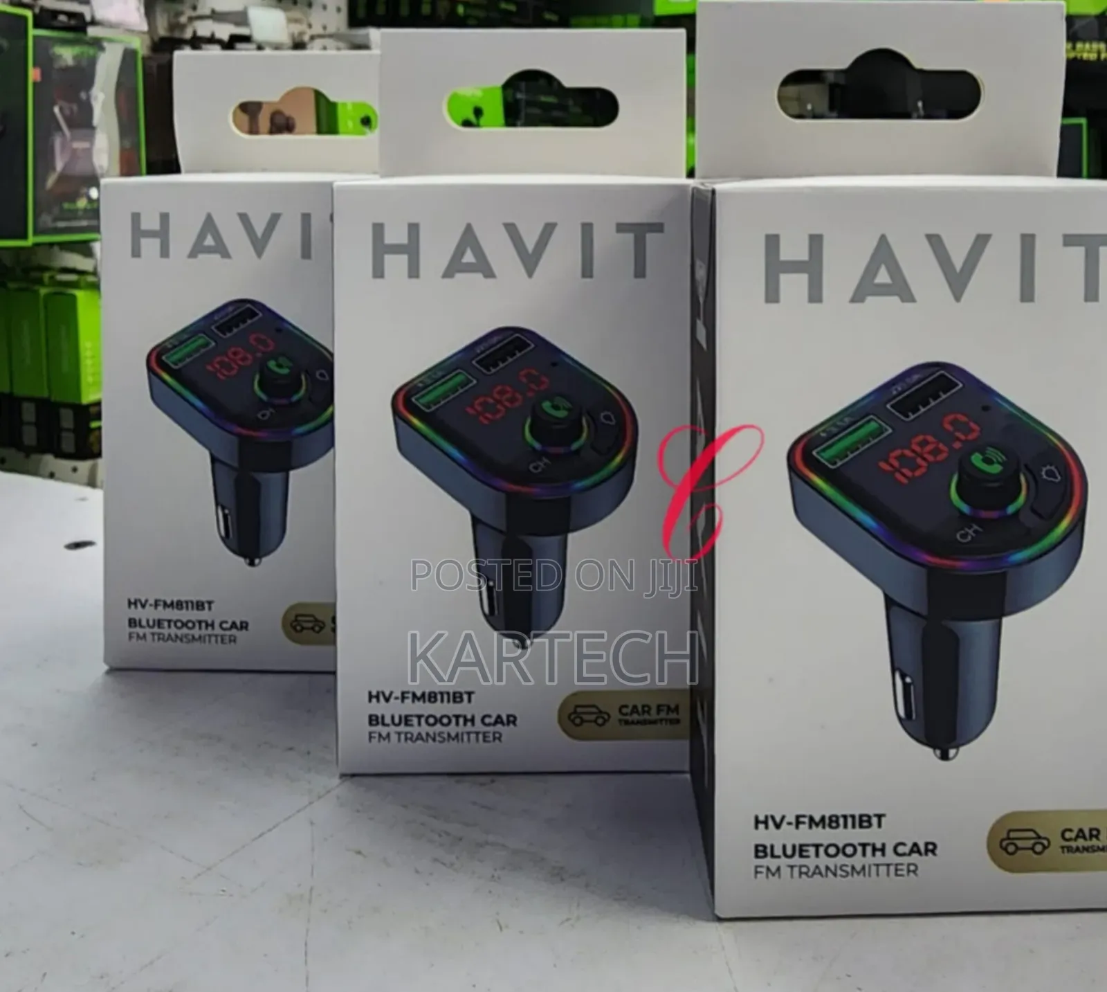 Havit HV-FM819BT Bluetooth Car FM Transmitter With RGB