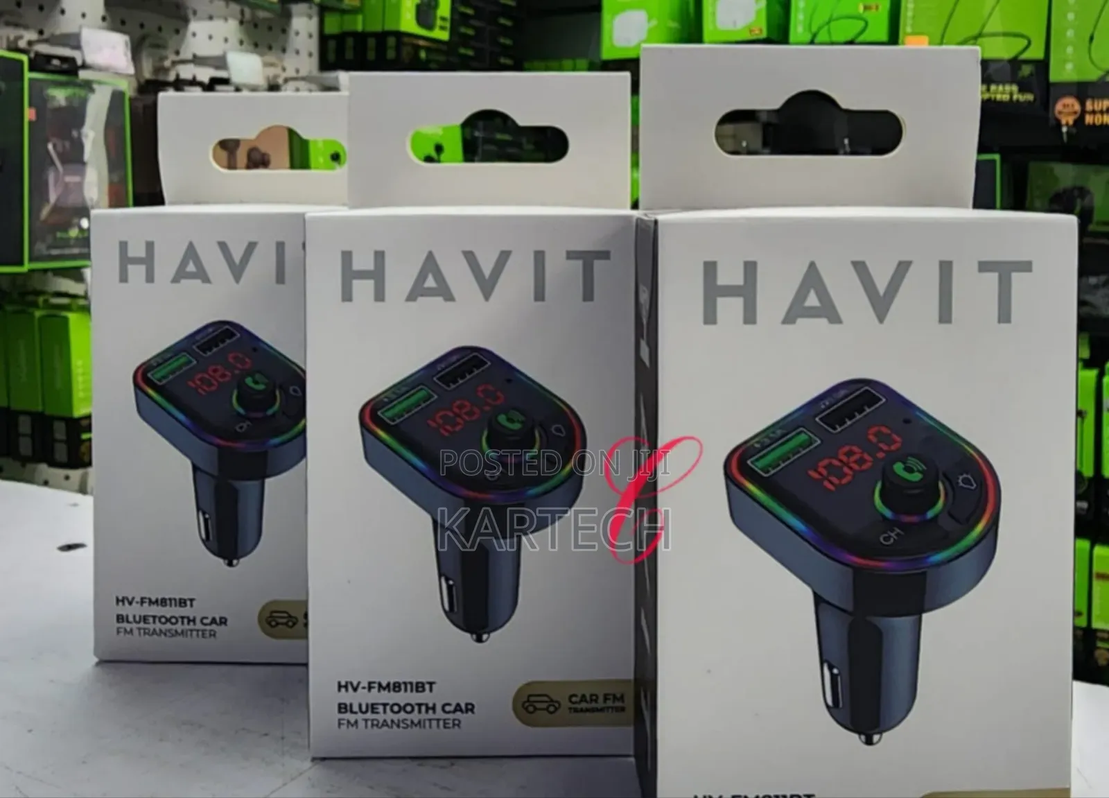 Havit HV-FM819BT Bluetooth Car FM Transmitter With RGB