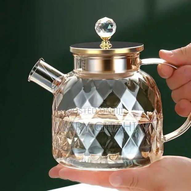 Champagne Color Diamond Texture Surface Glass Kettle-Strong