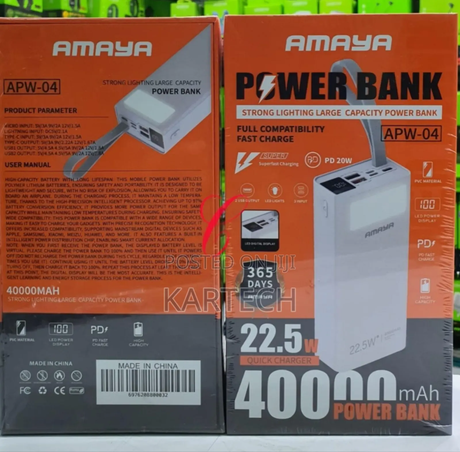 Amaya APW-04 PD20W 22.5W 40,000mah Quick Charger Power Bank