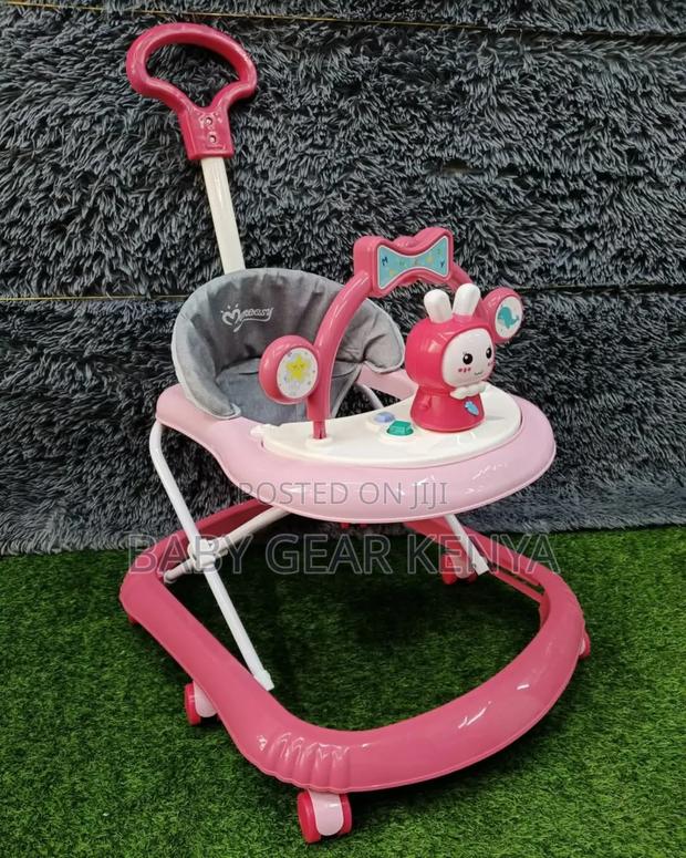Pink Baby Walker With a Push Handle - main view