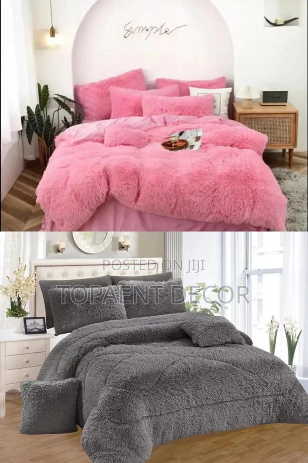 Pink and Light Grey Fluffy Warm Duvets - main view