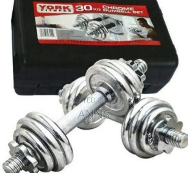 Chrome Dumbells 30kgs Set~ Silver